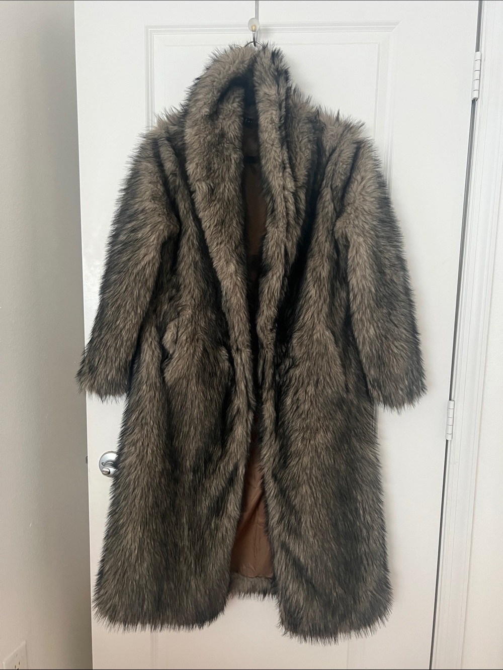Luxury Faux Fur Long Coat in Brown - Women’s Winter Coat